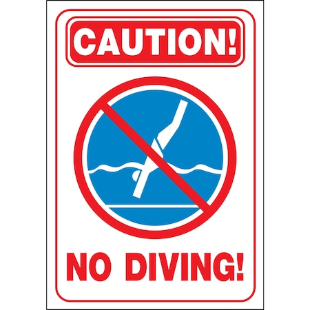 Hy-Ko Caution No Diving Sign 14" x 20", 5PK A20423